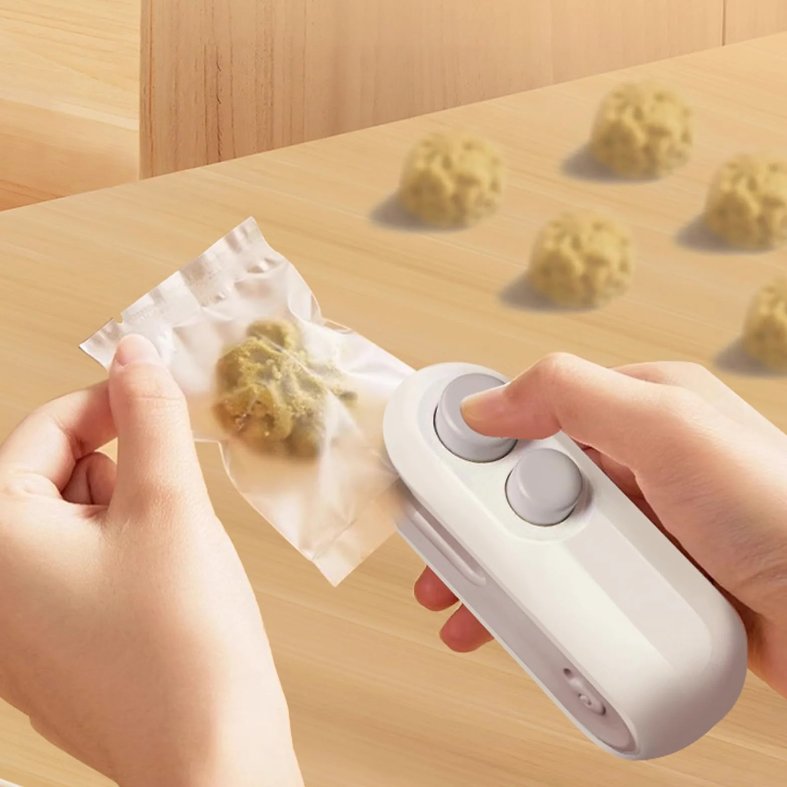 Sporgo 2 pezzi Mini sigillatrice a vuoto: Ricaricabile 2 in 1 sigillante per sacchetti di snack, mini sigillatrice con taglierina, macchina di sigillatura manuale per sacchetti di plastica, sacchetti