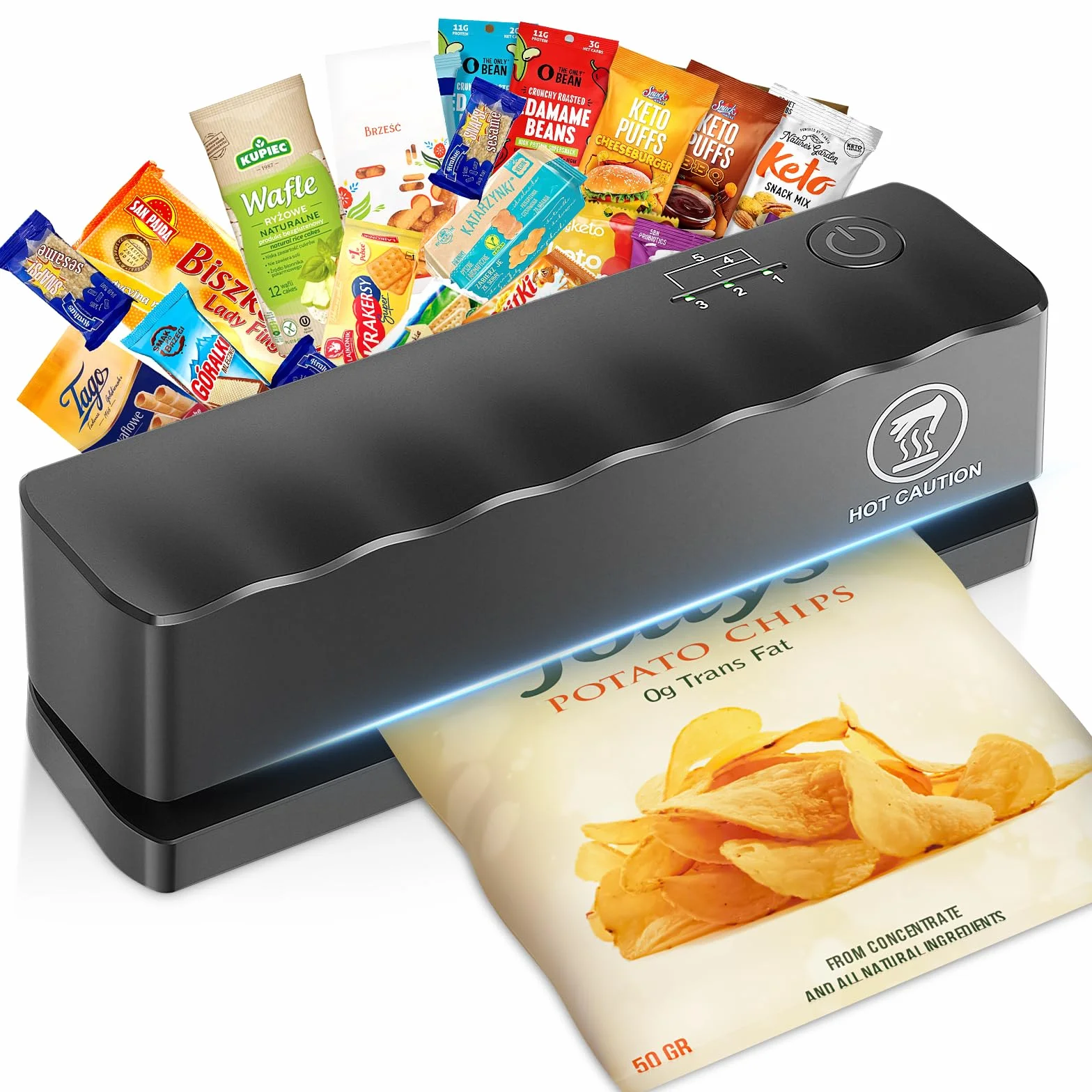 Mini Sigillatrice per Sacchetti Portatile 5 Modalità Sigilla Sacchetti a Caldo Termosaldatrice per Sacchetti, Sigillatore Sacchetti per Sacchetto di Trucioli Plastica Snack