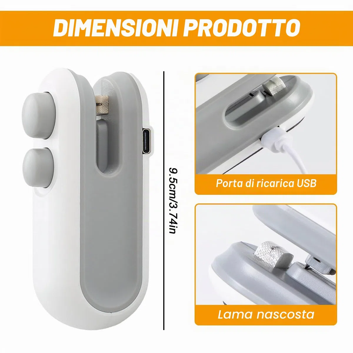 Sporgo 2 pezzi Mini sigillatrice a vuoto: Ricaricabile 2 in 1 sigillante per sacchetti di snack, mini sigillatrice con taglierina, macchina di sigillatura manuale per sacchetti di plastica, sacchetti