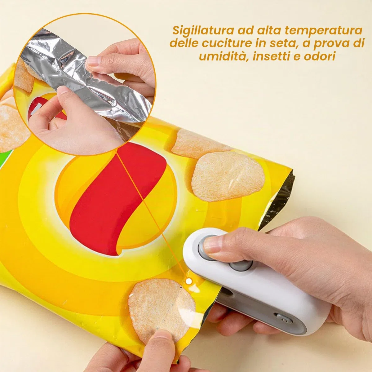 Sporgo 2 pezzi Mini sigillatrice a vuoto: Ricaricabile 2 in 1 sigillante per sacchetti di snack, mini sigillatrice con taglierina, macchina di sigillatura manuale per sacchetti di plastica, sacchetti